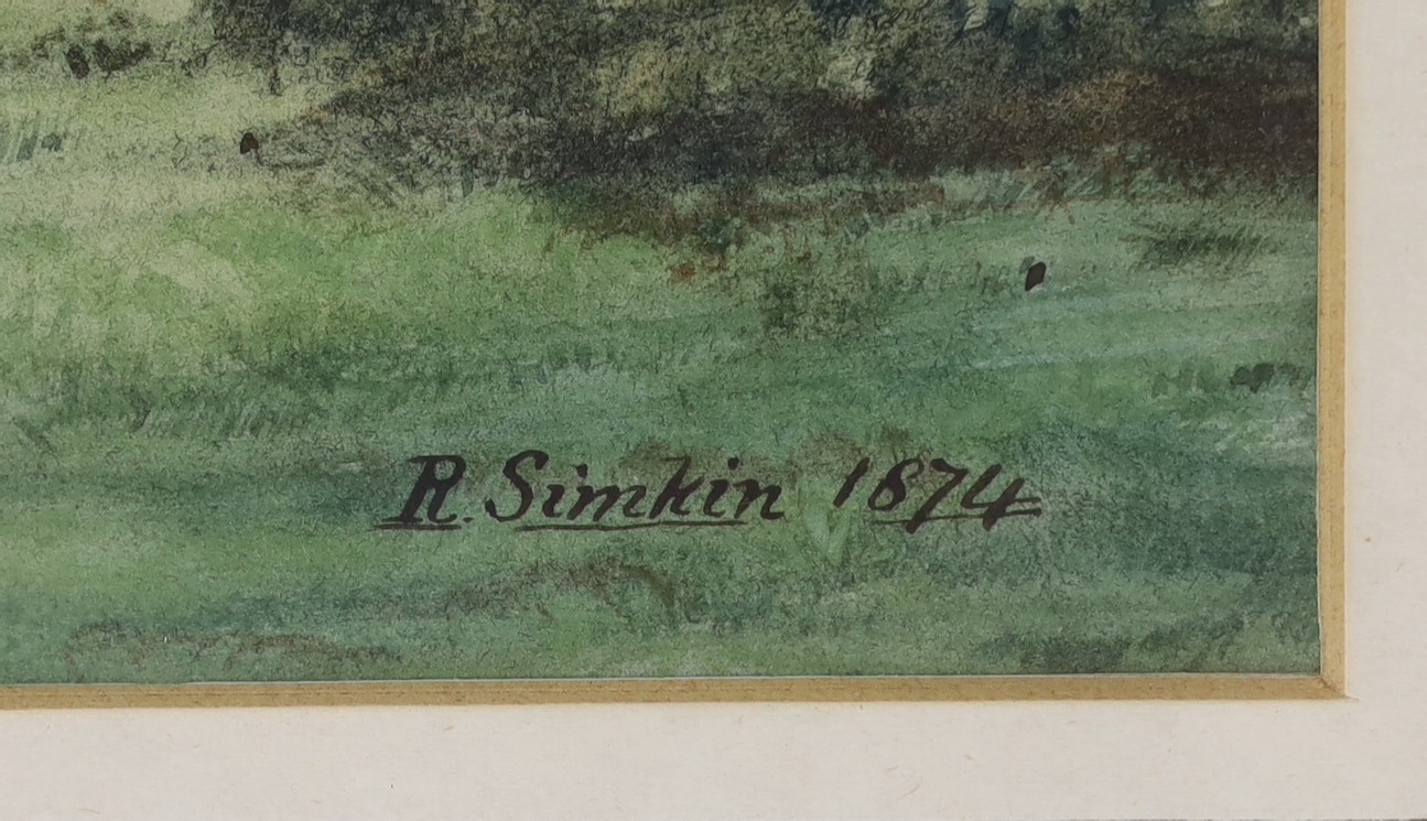 Richard Simkin (1840-1926), watercolour, Cavalry charge, signed and dated 1874, 24 x 40cm